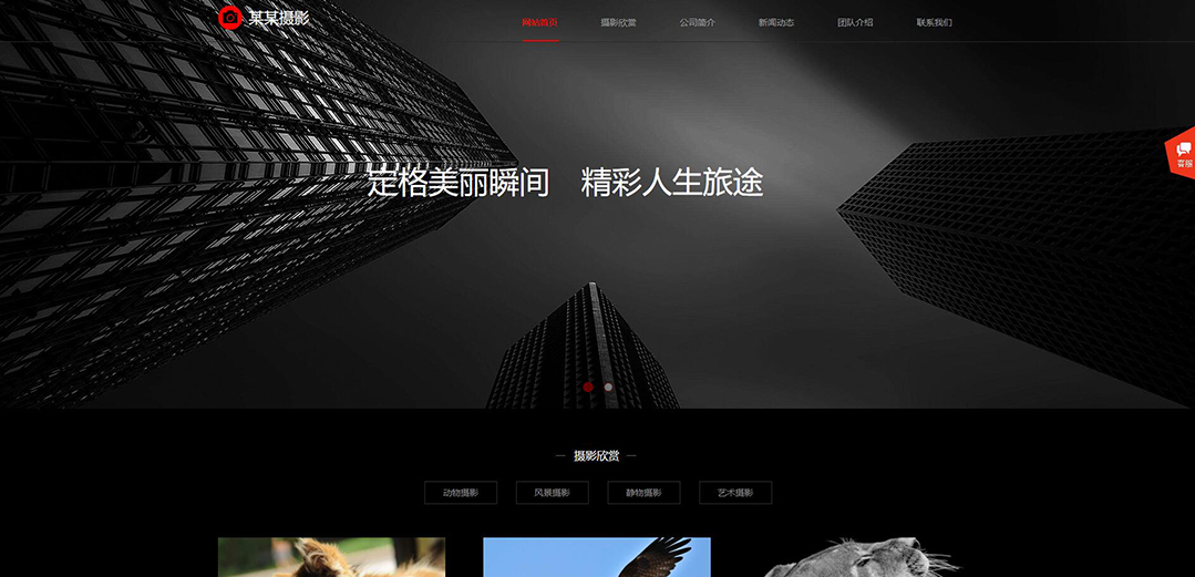 (帶手機版數(shù)據(jù)同步)自適應(yīng)攝影沖印類紅色婚紗攝影網(wǎng)站模板